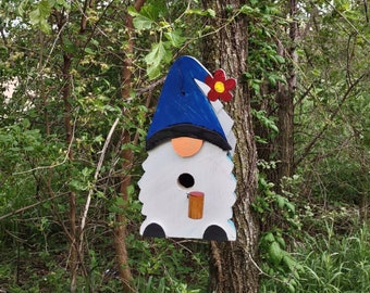 Hand-Painted, Hand-Crafted Gnome Wren Birdhouse