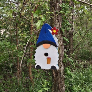 Hand-Painted, Hand-Crafted Gnome Wren Birdhouse