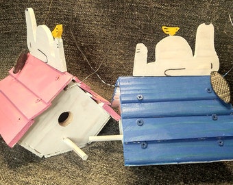 Choice of Blue or Pink Hand-Painted Classic-Style Birdhouse