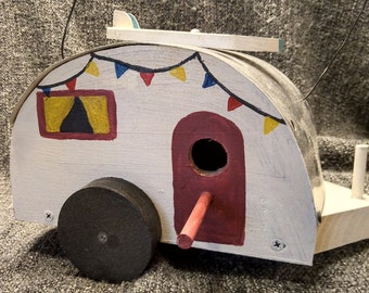 Hand-painted camper-style birdhouse- "Surf's up!"