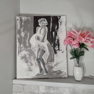 Marilyn Monroe Dipinto originale / "Marilyn in posa 1" Ritratto acrilico su tela 16 x 20 pollici / Classica attrice di Hollywood e star del cinema