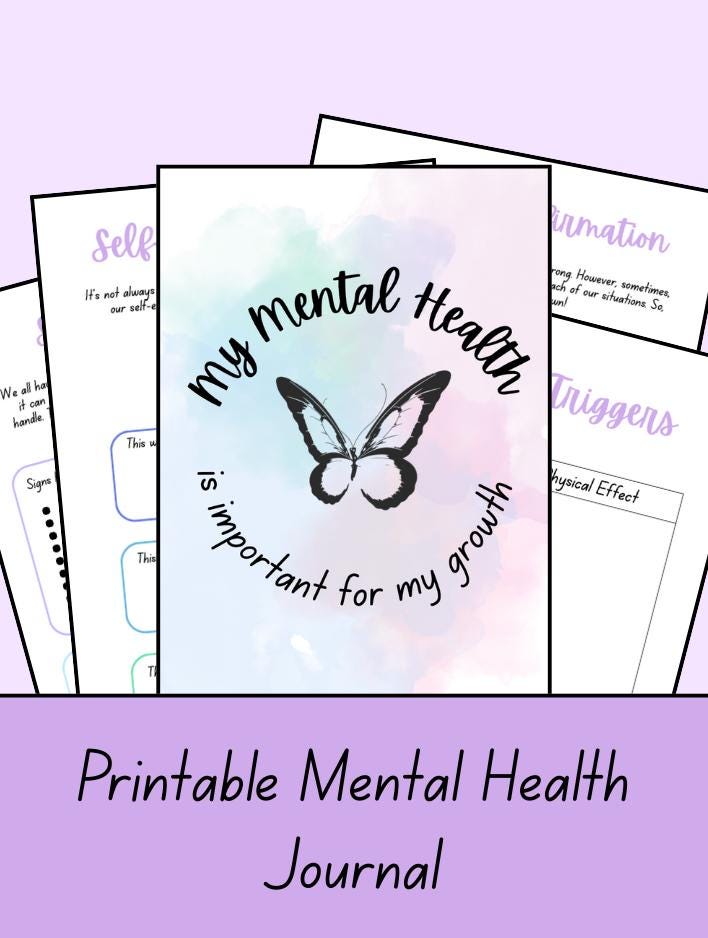 Mental Health Journal 100-page Printable | With Prompts, Worksheets ...