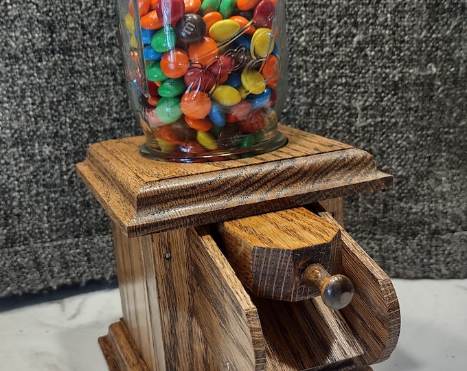 Mini Candy Dispenser Wood and Mason Jar Dispenser for M&ms, Jelly Beans