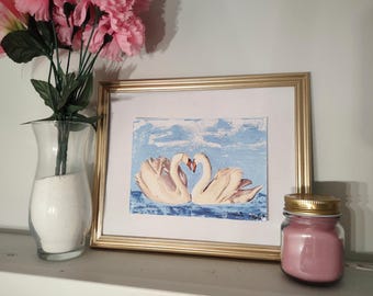 Swans Print | Vintage-Feel Swan in Love Print for Framing, Gallery Walls & More | Home and Nursery Digital Art