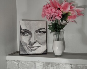 Katharine Hepburn Original Painting | "Katharine 1" Acrylic Portrait Painting on 8 x 10 inch Canvas | Classic Hollywood Actress