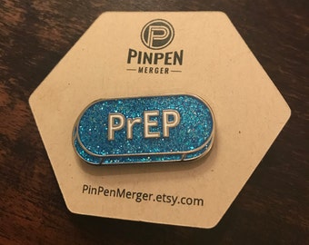Blue Glitter PrEP Cloisonne Pin