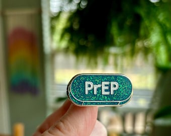 Blue Glitter PrEP Pin