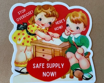 Safe Supply Vintage Alla hjärtans dag klistermärke