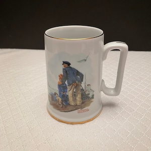 Norman Rockwell Looking Out to Sea Long John Silver&#39;s, porcelain Tankard Mug