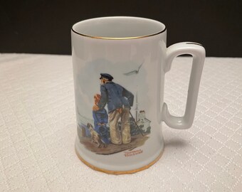 Norman Rockwell Looking Out to Sea Long John Silver's, porcelain Tankard Mug