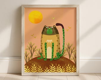 Grillige cheetah-kunstprint: speelse aardetinten