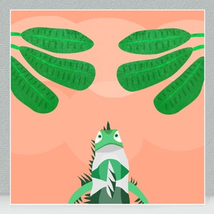 Iguana Portrait, Forest, Cloud Forest, Tropical Lizard, Reptile, Iguana  Printable Wall Art, Downloadable Square Art