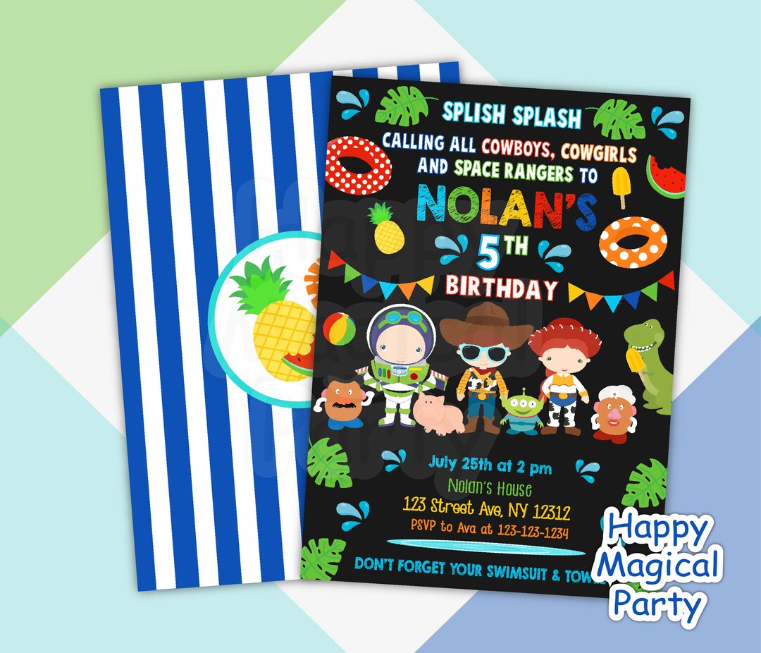 Toy Story Pool Party Invitation Pool Party Invitation Etsy