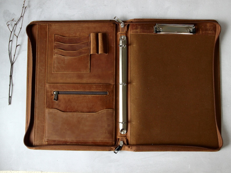 Distressed Vintage Leather 3 Ring Binder with Clipboard Etsy