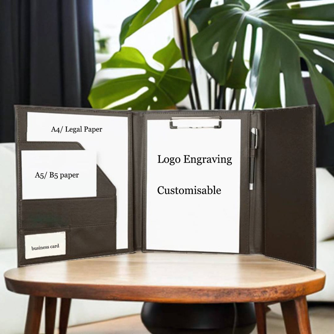 Leather Trifold Portfolio With Clipboard Custom Letter - Etsy