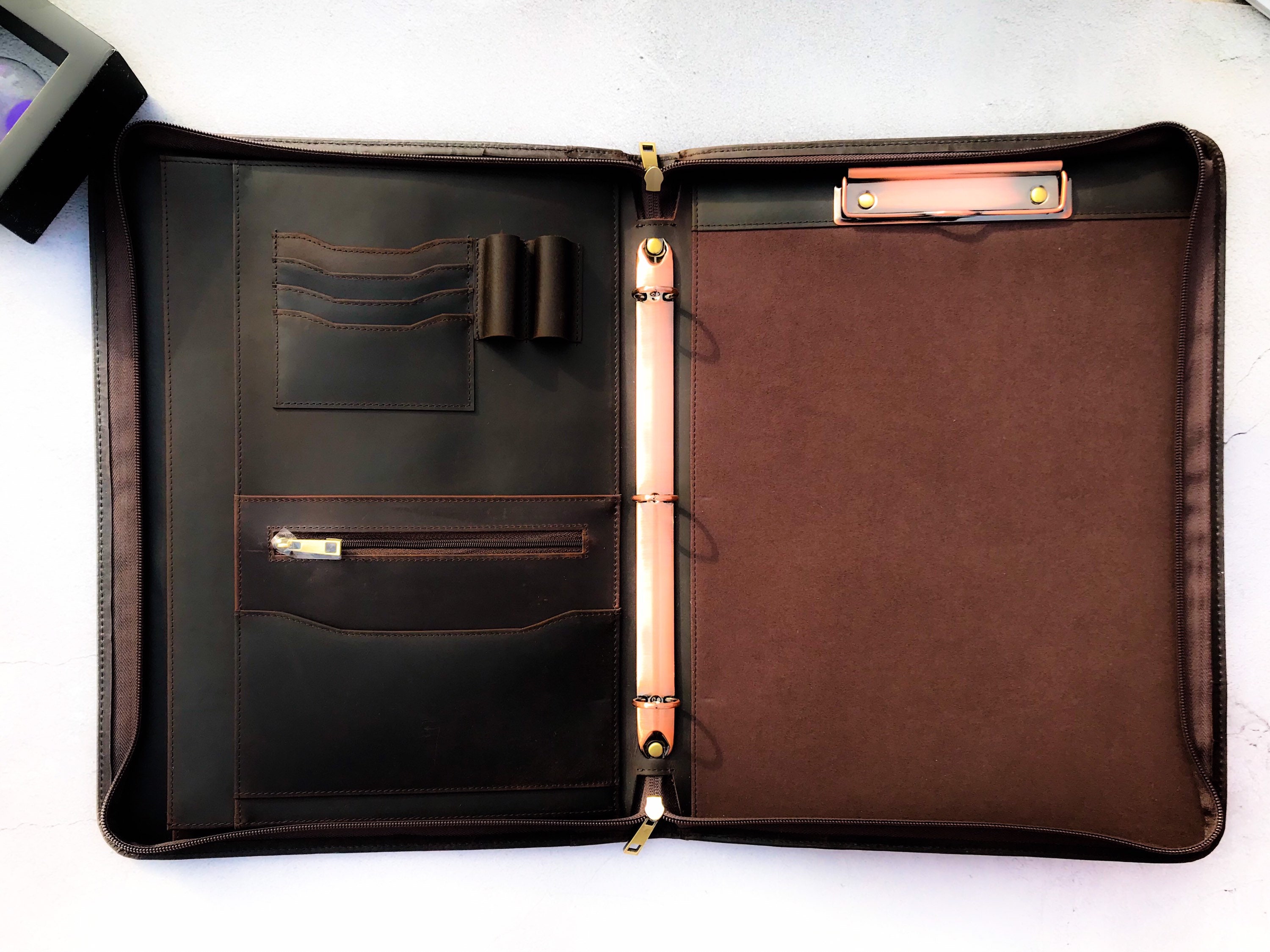 Distressed Vintage Leather 3 Ring Binder with Clipboard Etsy