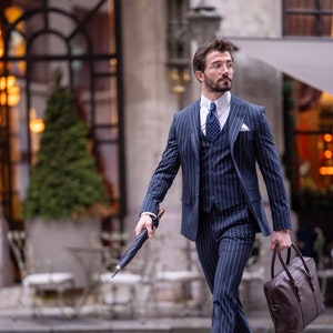 Buy Blue Striped Suit Online In India Etsy India