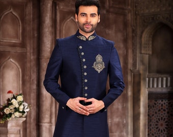 DesignerDarji Bollywood Designer Embroidery Ethnic Traditional Jodhpuri Achkan Bandhgala Wedding Wear Sherwani for Men.