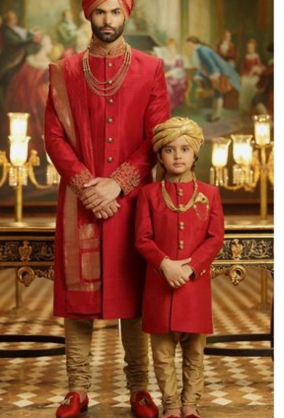 Father and son shop matching sherwani