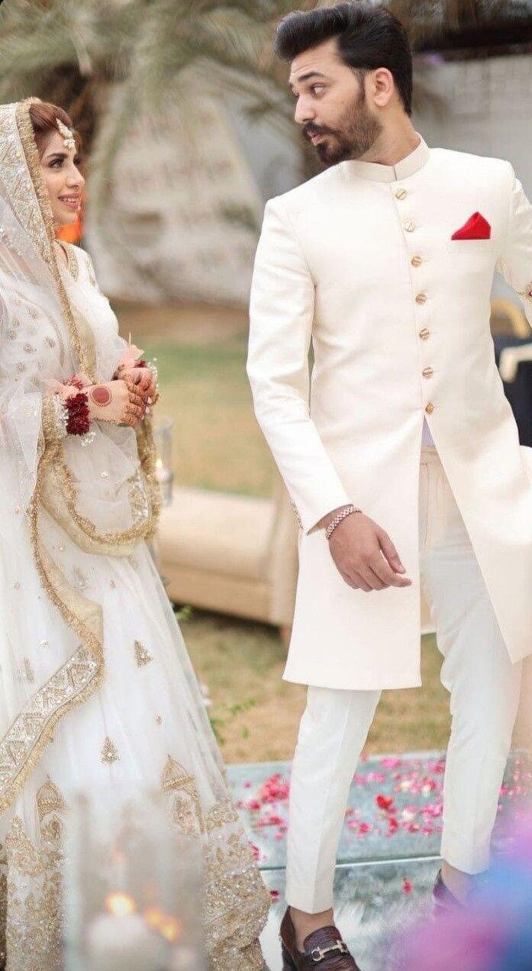 Indian Designer White Sherwani for Men Weddings Achkan Indowestern