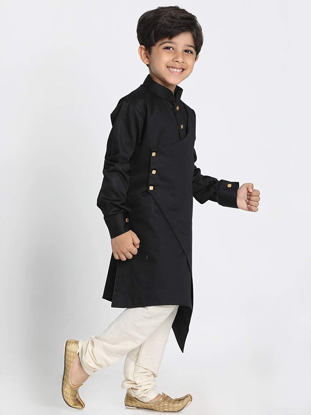 Black - Pochampally Ikat Cotton Kids Kurta (6-12 Months) 14