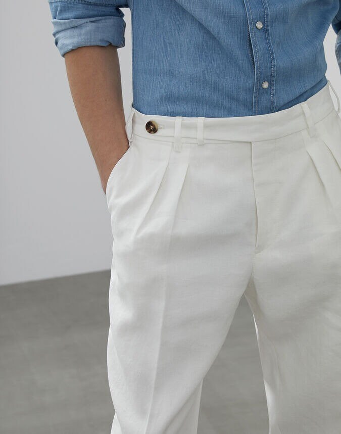 Designerdarji Formal Men's Straight Casual Trousers Linen White Pant ...