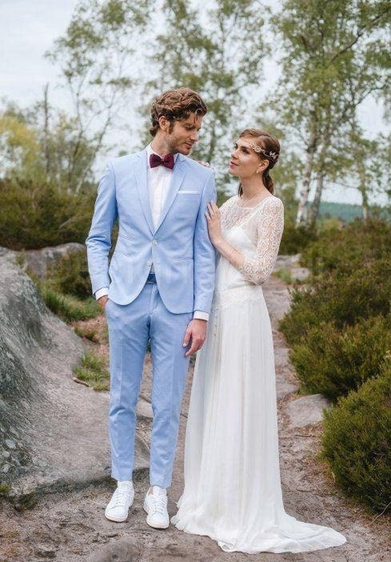 Light blue shop wedding suit