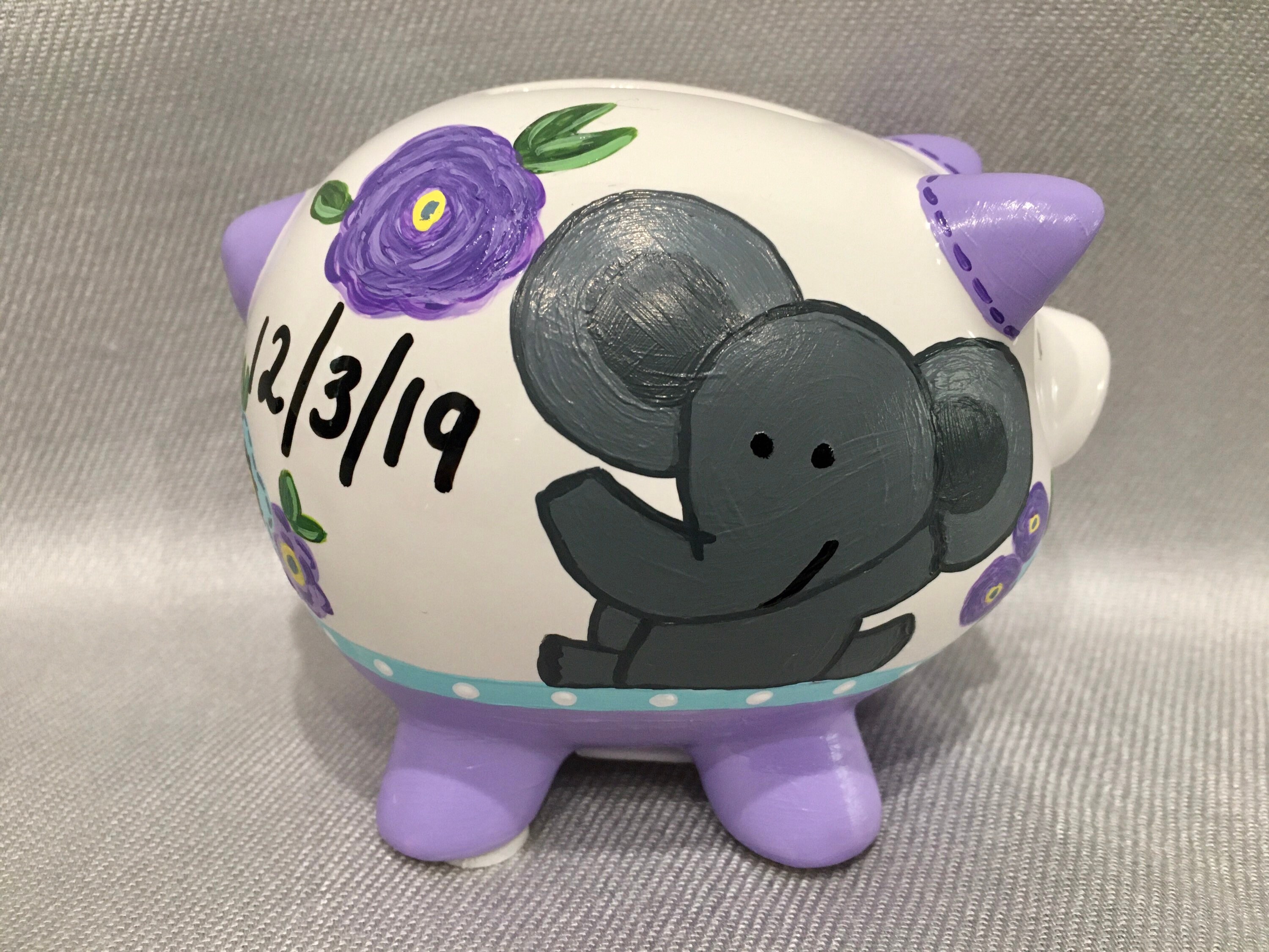 Floral Elephant Baby Piggy Bank Etsy
