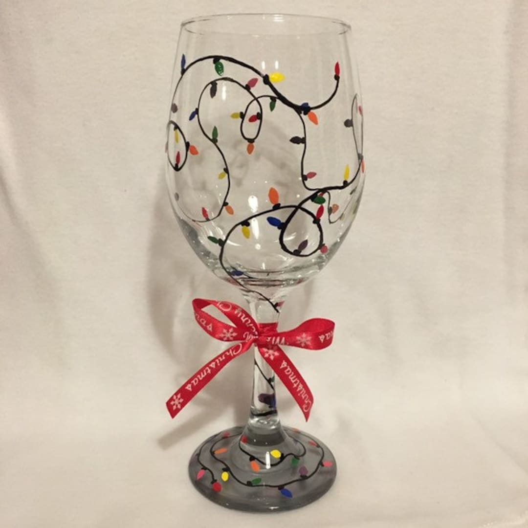 Christmas Lights Wine Glass - Etsy