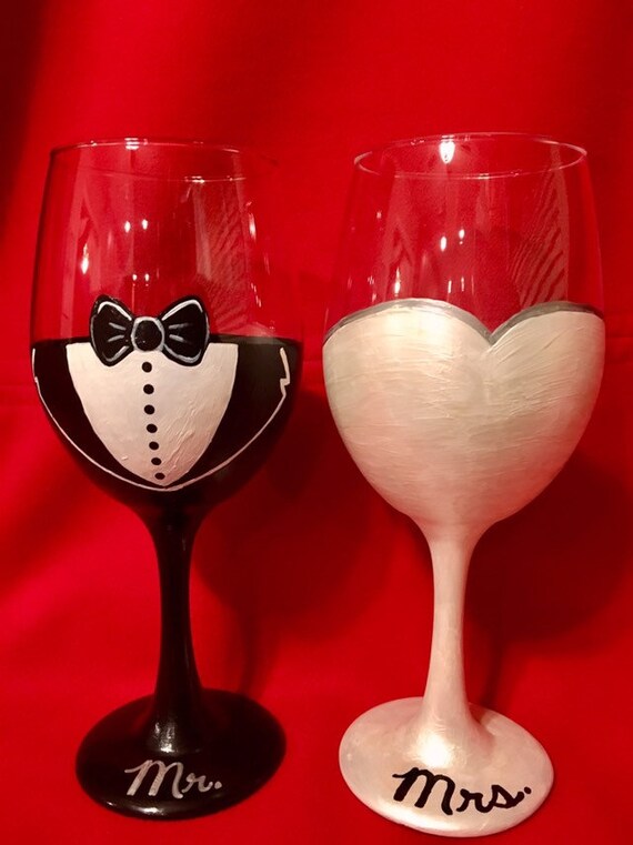 Wedding Wine Glass Pair Etsy