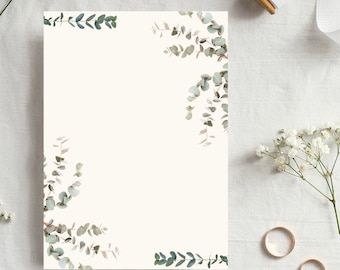 Eucalyptus Greenery Template: Printable Blank Card (Digital Download)