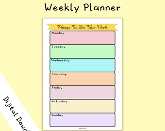 Colorful Weekly Planner Printable: To-Do List Organizer (Digital Download)