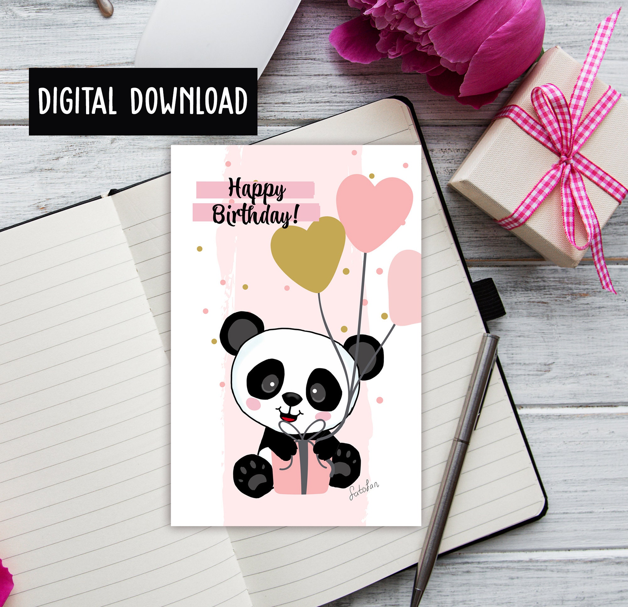 Printable Birthday Card Instant Download 6x4 Inch Cards for Birthday