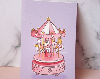 Carousel Art Print - Fatofotofan Illustration-Cute Pink Wall Art