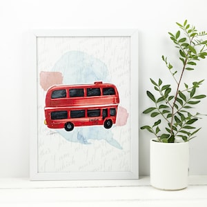 London Bus Retro Print,London Wall Art,Fatofotofan Art,Kids Art,