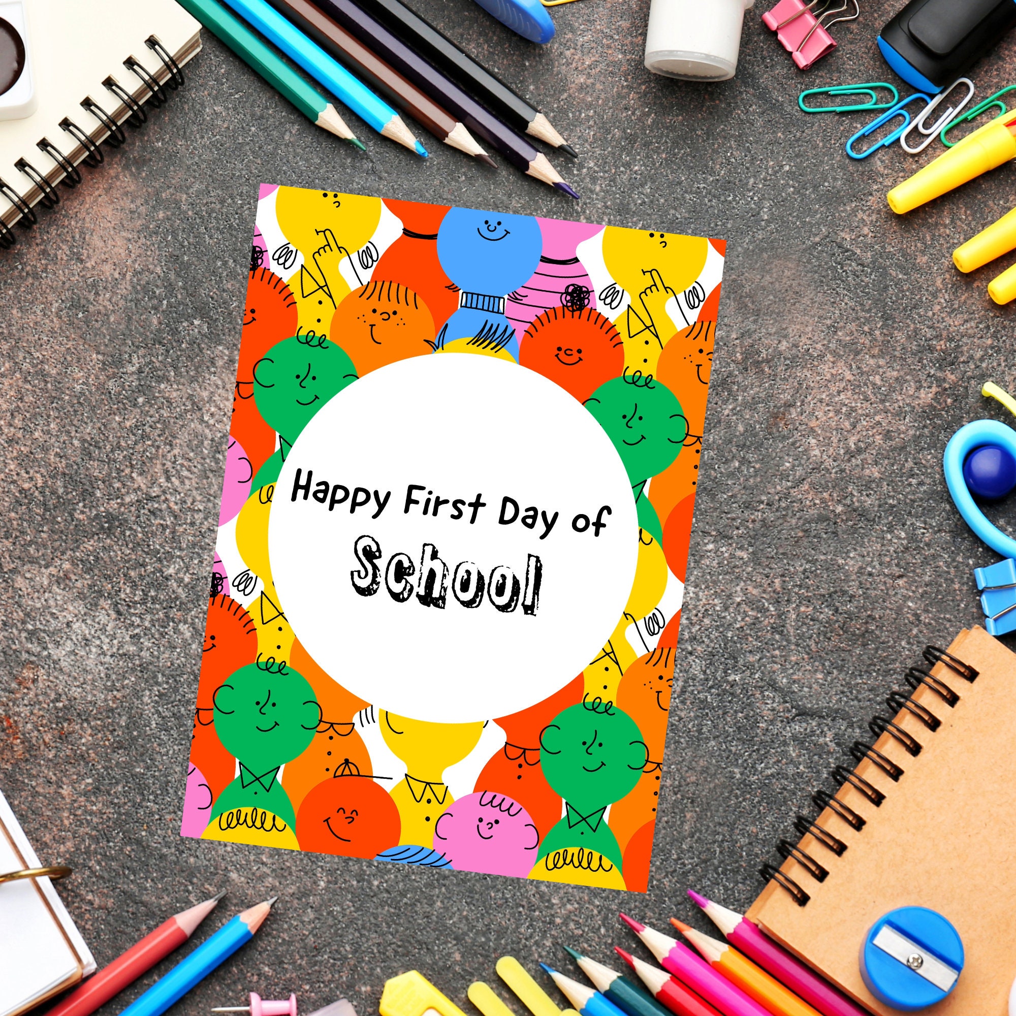 First Day of School Card / Happy First Day of School Card / Printable ...