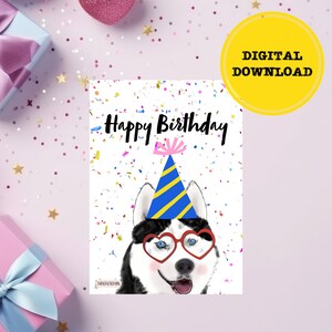 Printable Birthday card instant download 7x5 inch cards for birthday, Birthday card to download,,Birthday Card for Dog Lovers