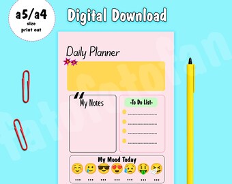 Emoji Daily Planner Printable: A4 Desk Pad (Digital Download)