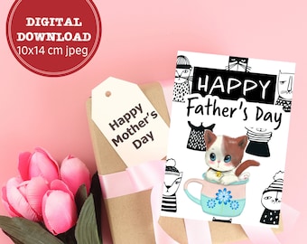 Happy Father's Day Printable Card / Instant Download PDF / Cat Card Template