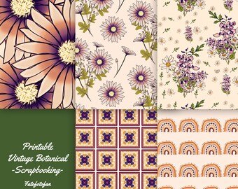 DIGITAL Vintage Botanical Junk Journal Fatofotofan Scrapbooking - Digital Collage Sheet Download -