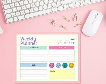 Minimal Weekly Planner: Printable PDF (Digital Download)