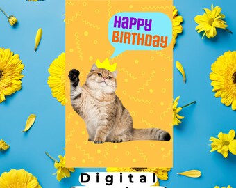 Cat Birthday Card: Printable Greeting Card (PDF)