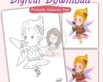 妖精の塗り絵：A4サイズの印刷可能な子供向けアクティビティ（デジタルダウンロード）