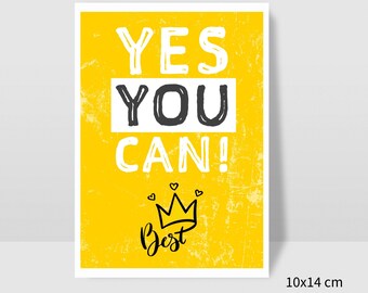 Yes You Can Motivational Quote Card: Positive Affirmation Art