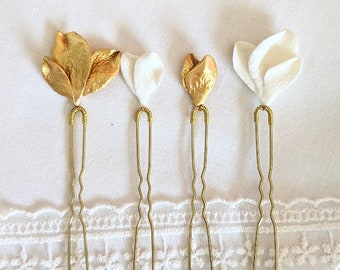 "Manon" hairpin, white or gold.