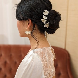 Forcine Garance, fiori in porcellana, accessorio per acconciatura da sposa, plettri per chignon nuziale immagine 3