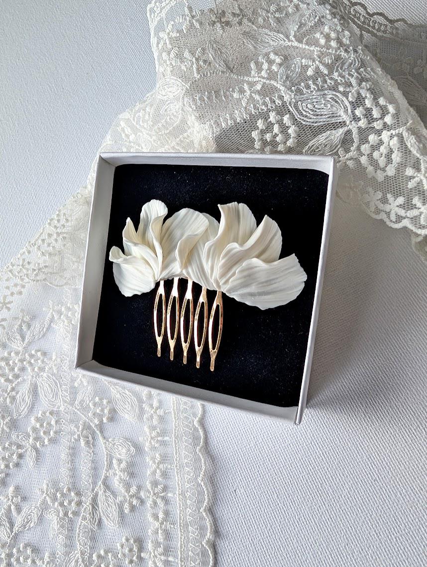 Lot De 3 Broches Fleur Pince à Cheveux Élégantes - Grande Broche Rose Coupe De Cheveux Pour Mariage Et Fêtes (Blanc/Doré/Noir)