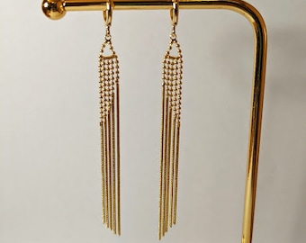 Boucles d'oreilles pendantes "Isaure", Fil plaqué or