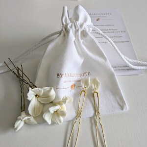 Forcine Garance, fiori in porcellana, accessorio per acconciatura da sposa, plettri per chignon nuziale immagine 7