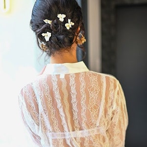 Epingles à cheveux Garance, fleurs de porcelaine, accessoire coiffure mariage, pics à chignon mariage image 6